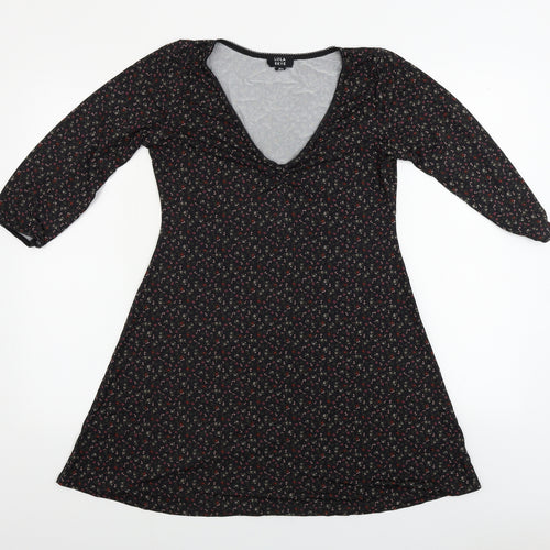 Lola Skye  Womens Black Floral  A-Line  Size 12