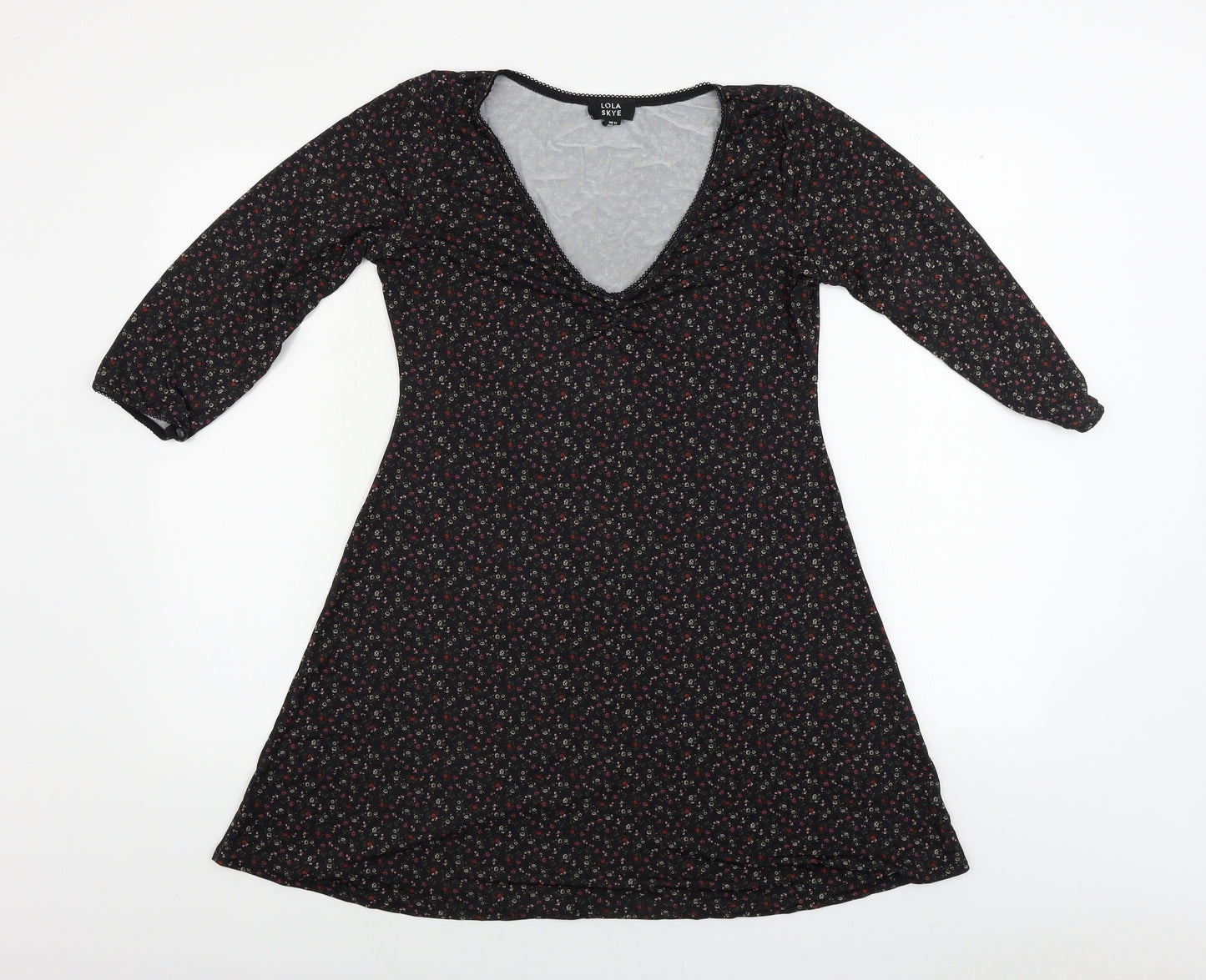 Lola Skye  Womens Black Floral  A-Line  Size 12