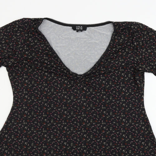 Lola Skye  Womens Black Floral  A-Line  Size 12