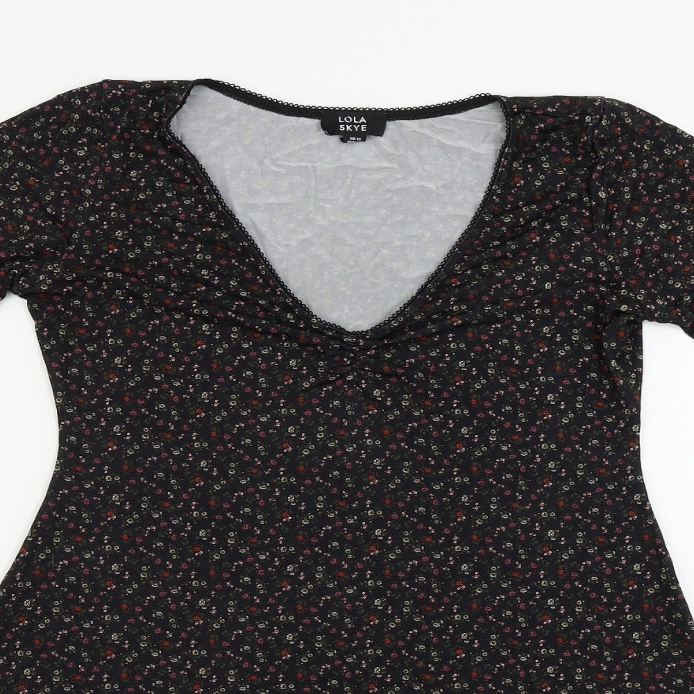 Lola Skye  Womens Black Floral  A-Line  Size 12