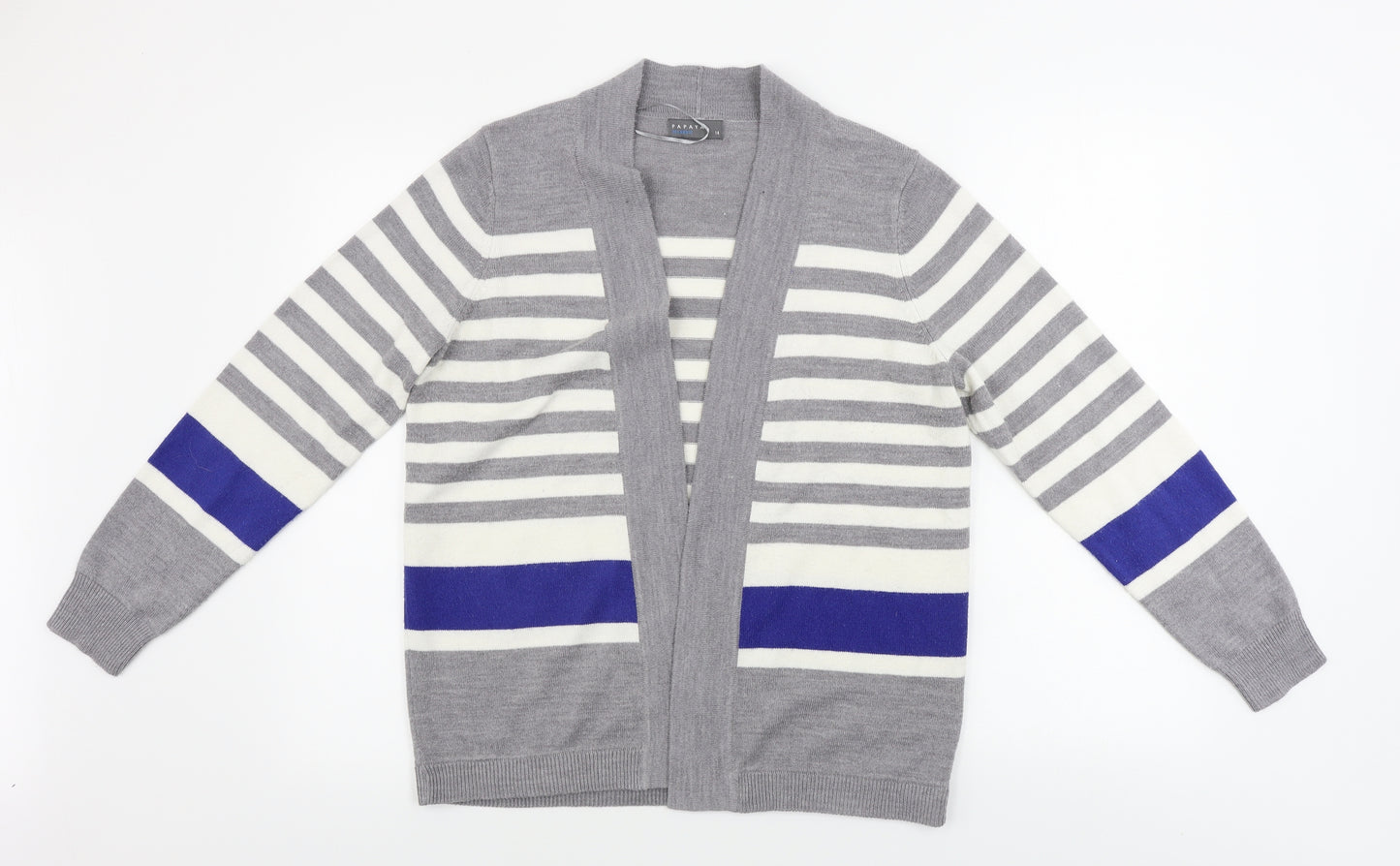 Papaya Womens Grey Striped  Cardigan Jumper Size 14