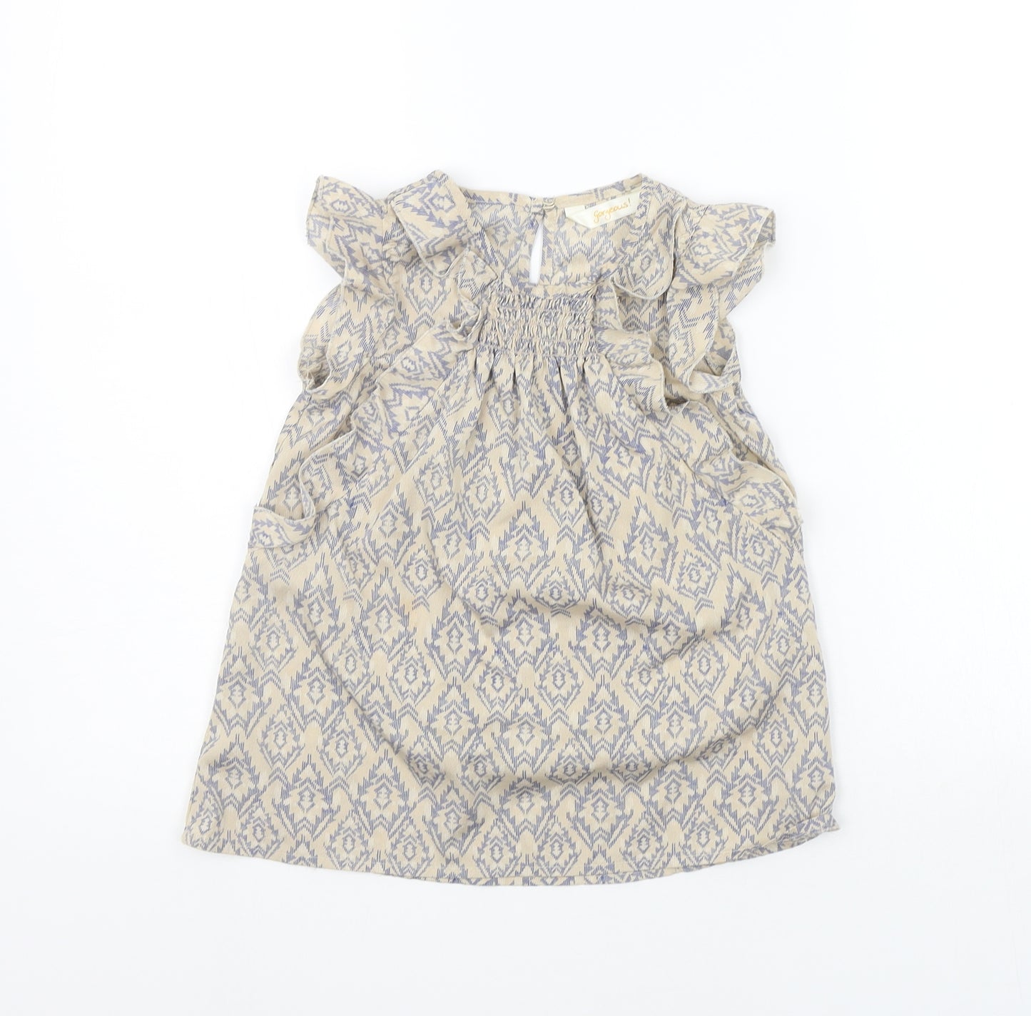 Matalan Girls Beige Geometric  A-Line  Size 4-5 Years