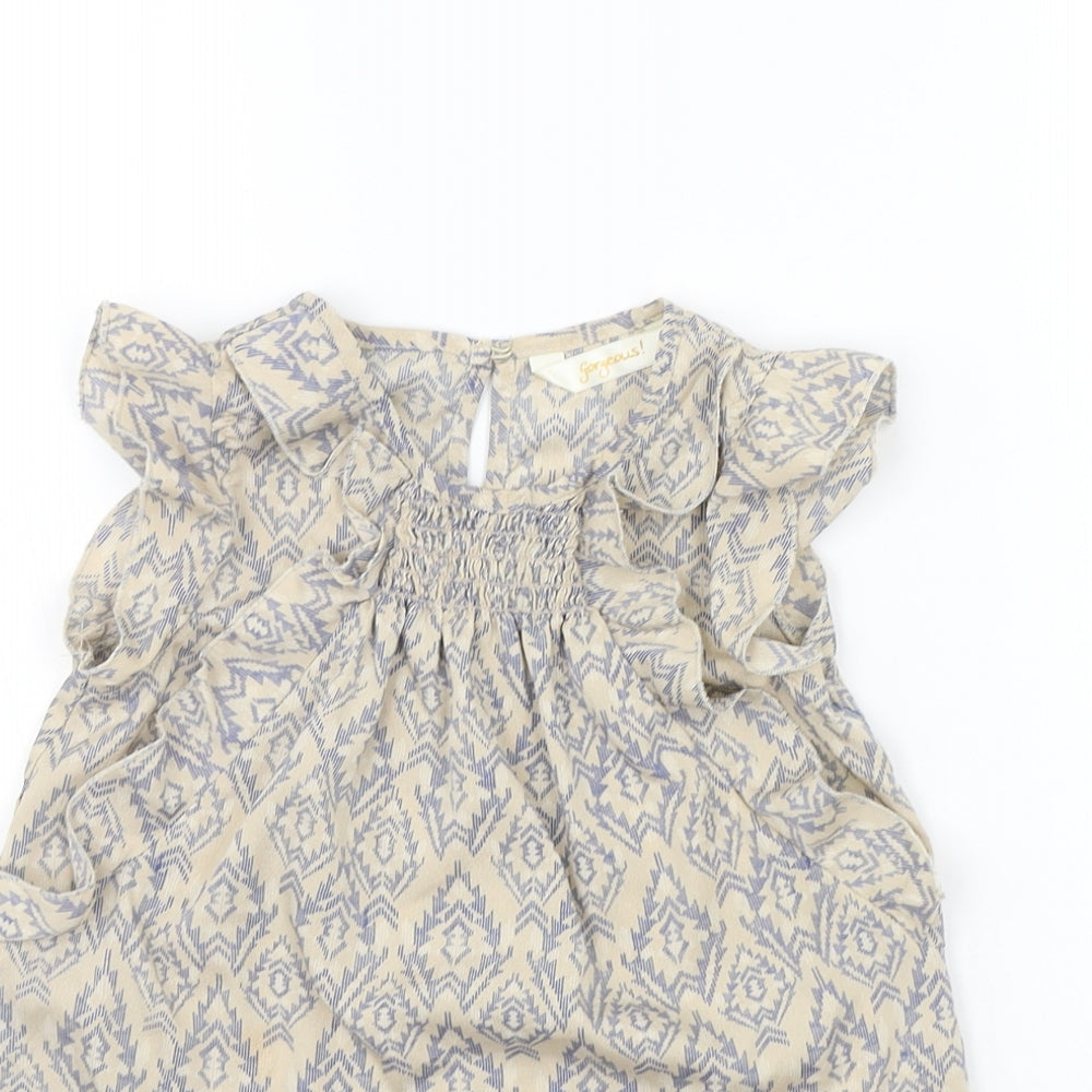 Matalan Girls Beige Geometric  A-Line  Size 4-5 Years