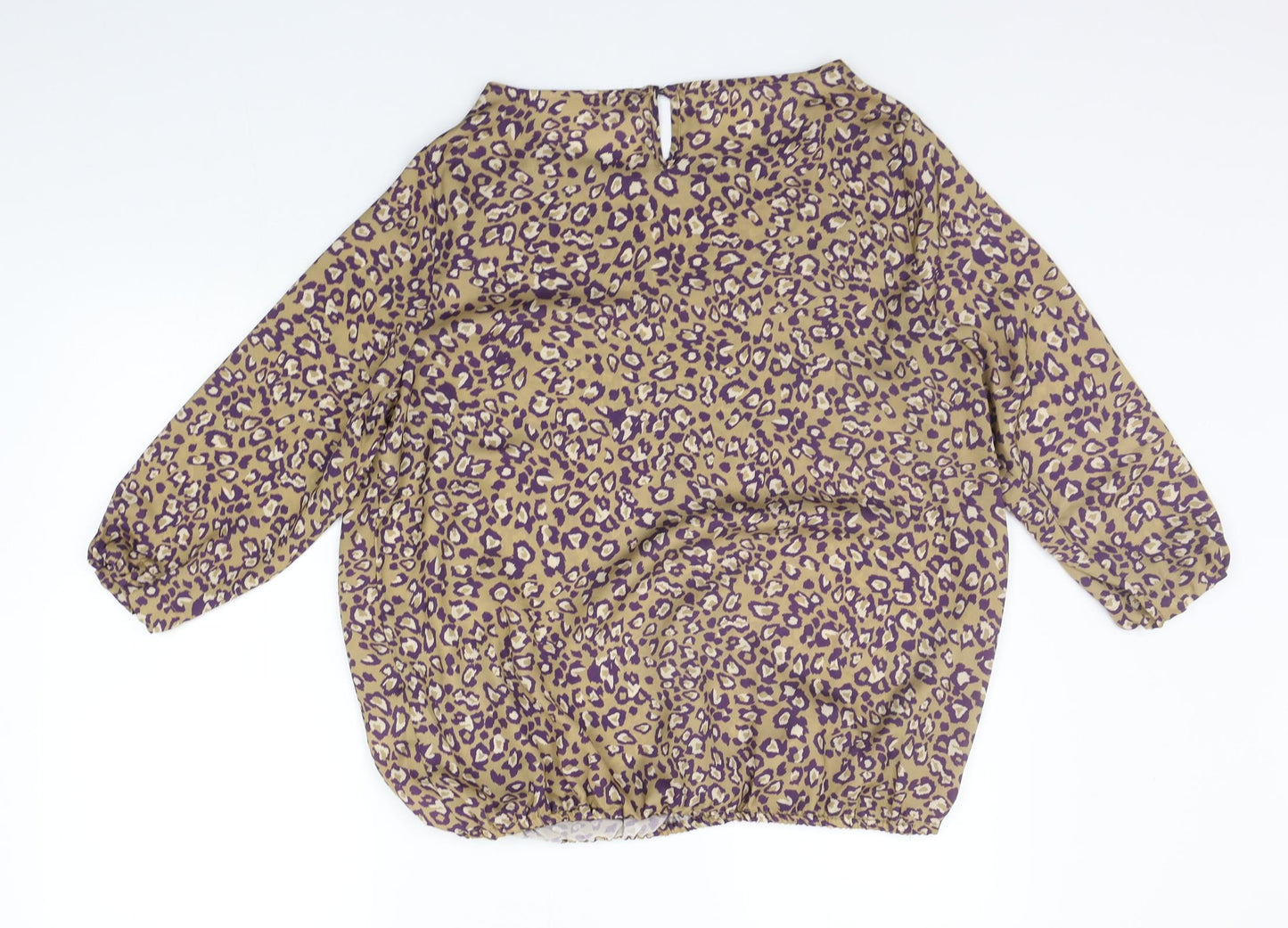 Artigiano Womens Beige Animal Print  Basic Blouse Size 12