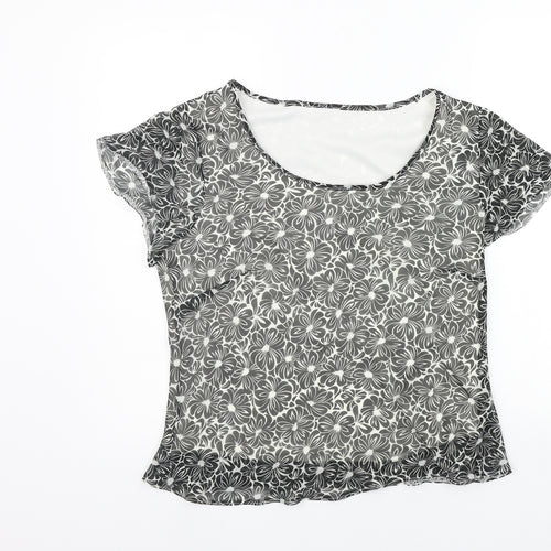 Special Collection Womens Grey Geometric  Basic T-Shirt Size 12