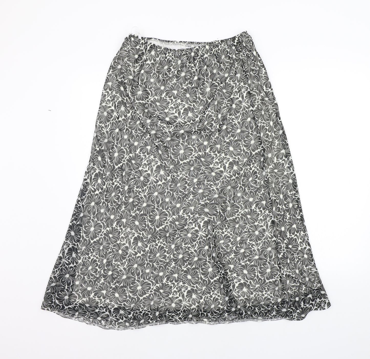Special Collection Womens Black Floral  A-Line Skirt Size 12  - Elasticated Waist
