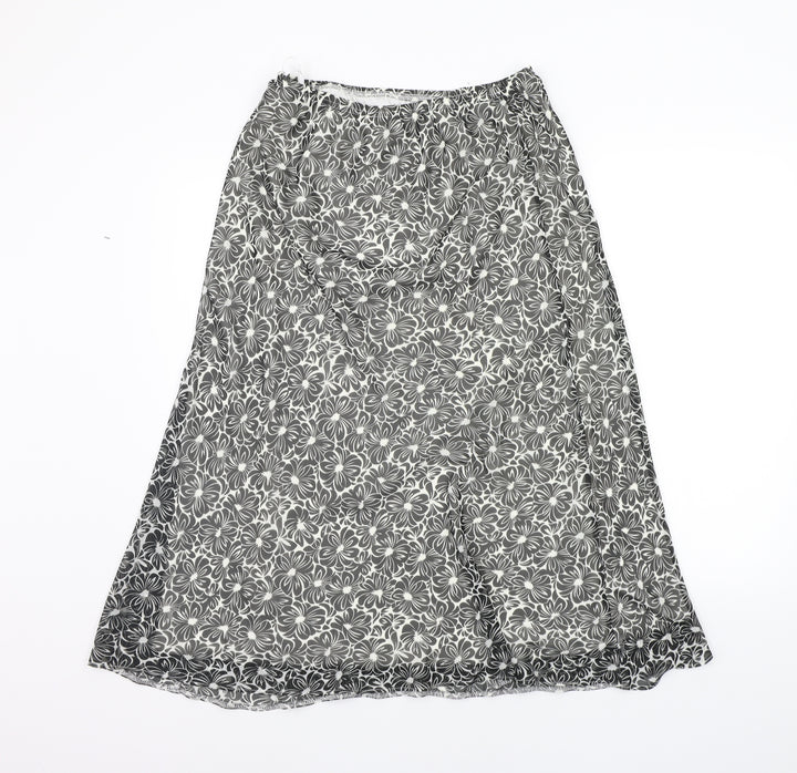 Special Collection Womens Black Floral  A-Line Skirt Size 12  - Elasticated Waist