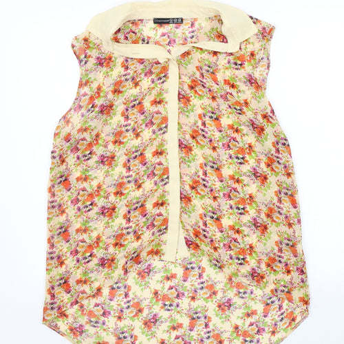 Atmsophere Womens Orange Floral  Basic Button-Up Size 14