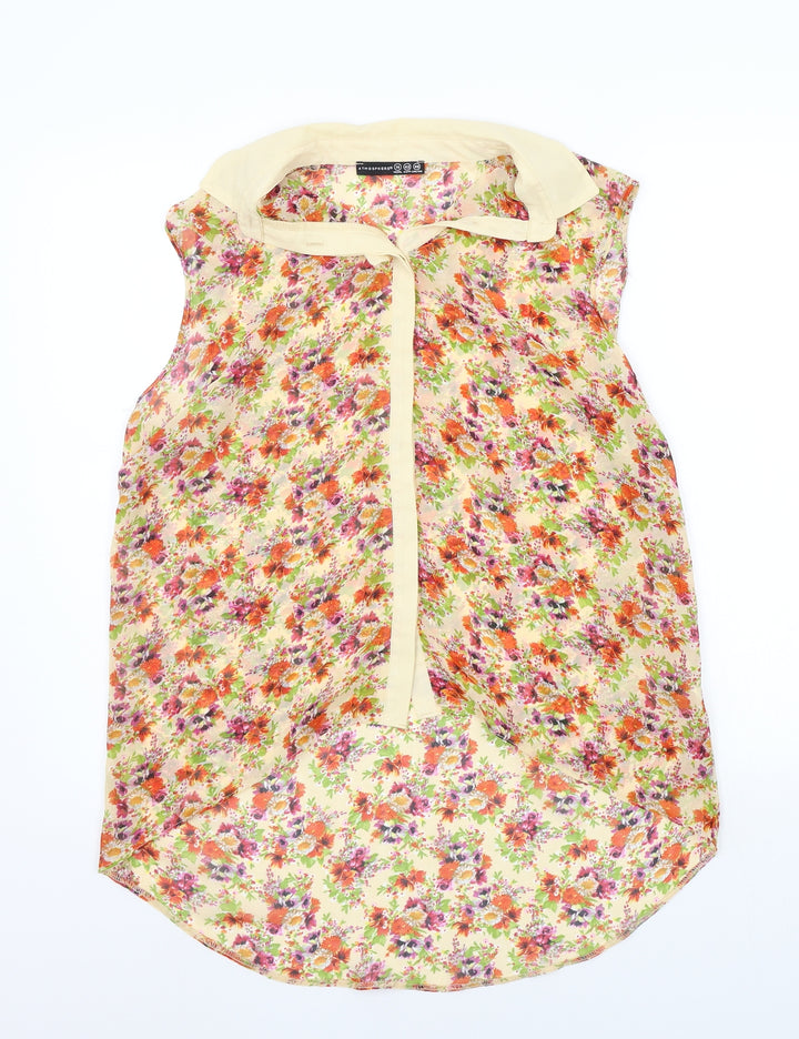 Atmsophere Womens Orange Floral  Basic Button-Up Size 14