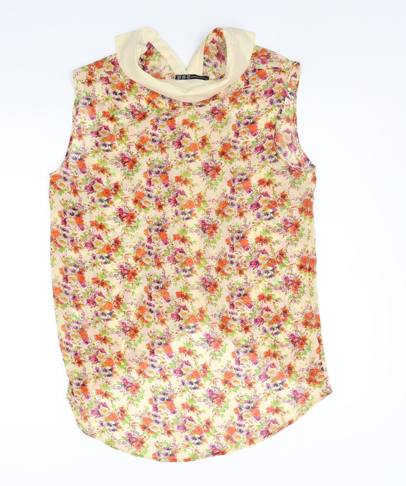 Atmsophere Womens Orange Floral  Basic Button-Up Size 14