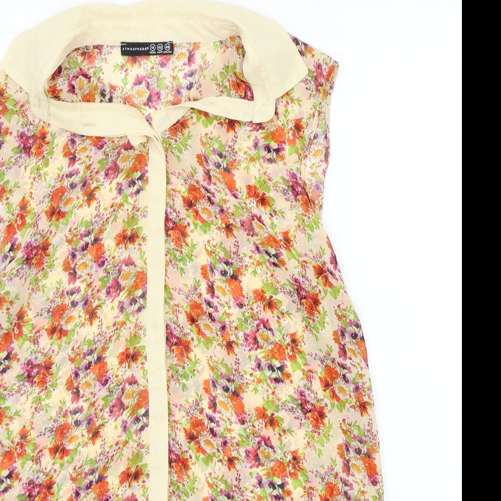 Atmsophere Womens Orange Floral  Basic Button-Up Size 14