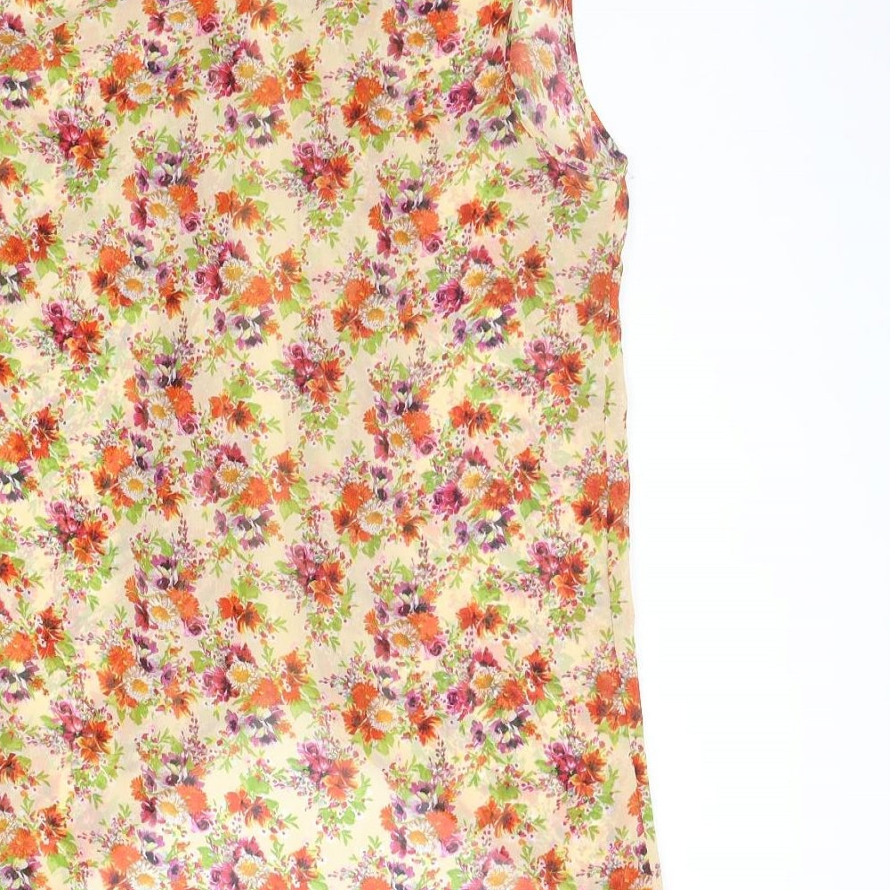 Atmsophere Womens Orange Floral  Basic Button-Up Size 14