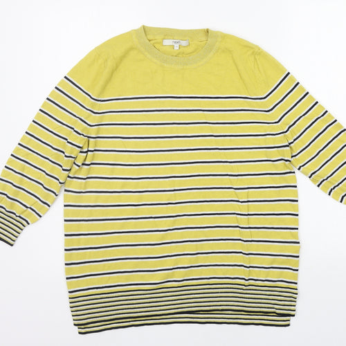 NEXT Womens Yellow Striped  Pullover Jumper Size 16