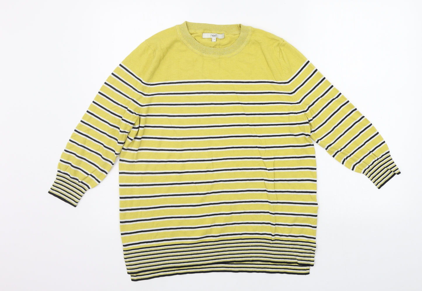 NEXT Womens Yellow Striped  Pullover Jumper Size 16