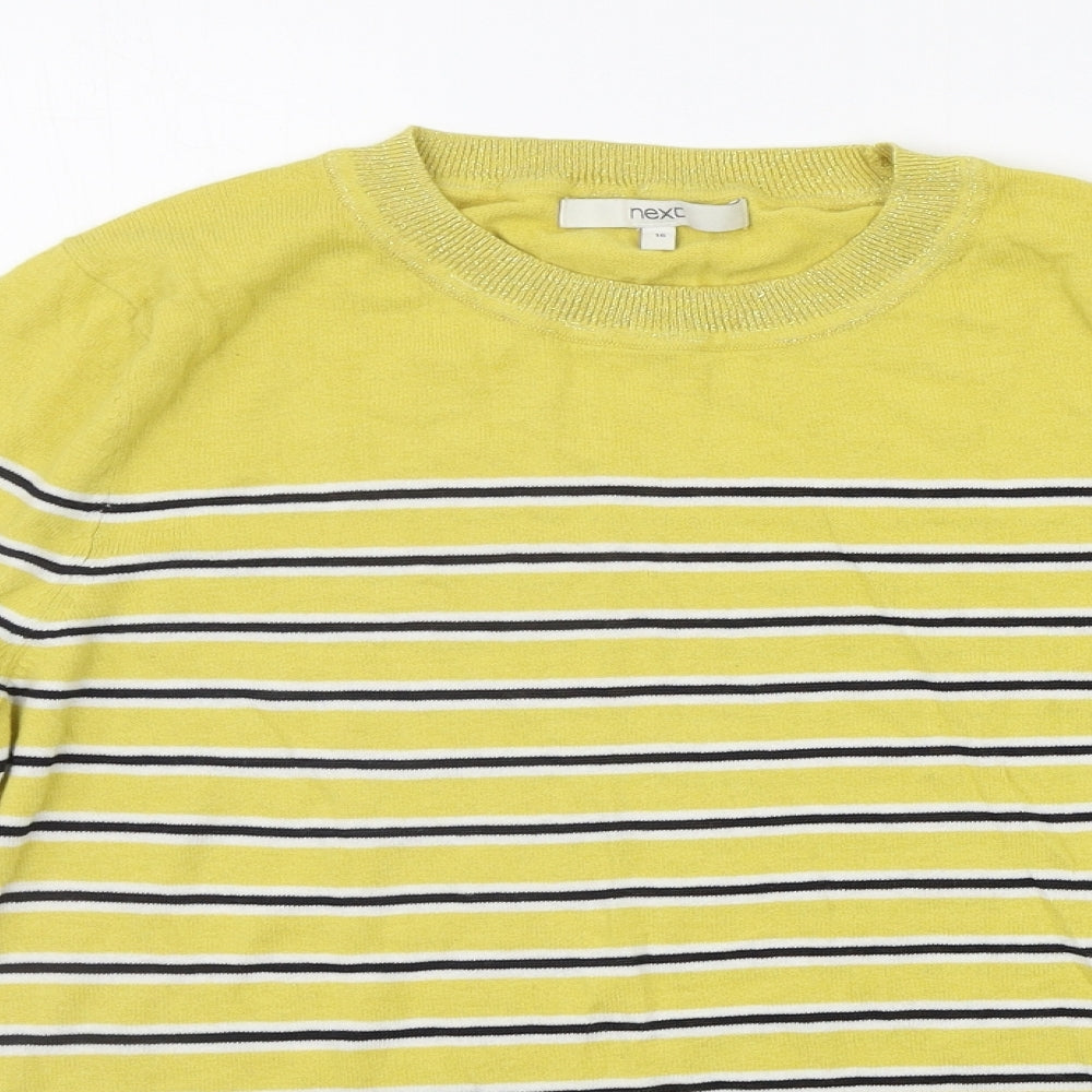 NEXT Womens Yellow Striped  Pullover Jumper Size 16