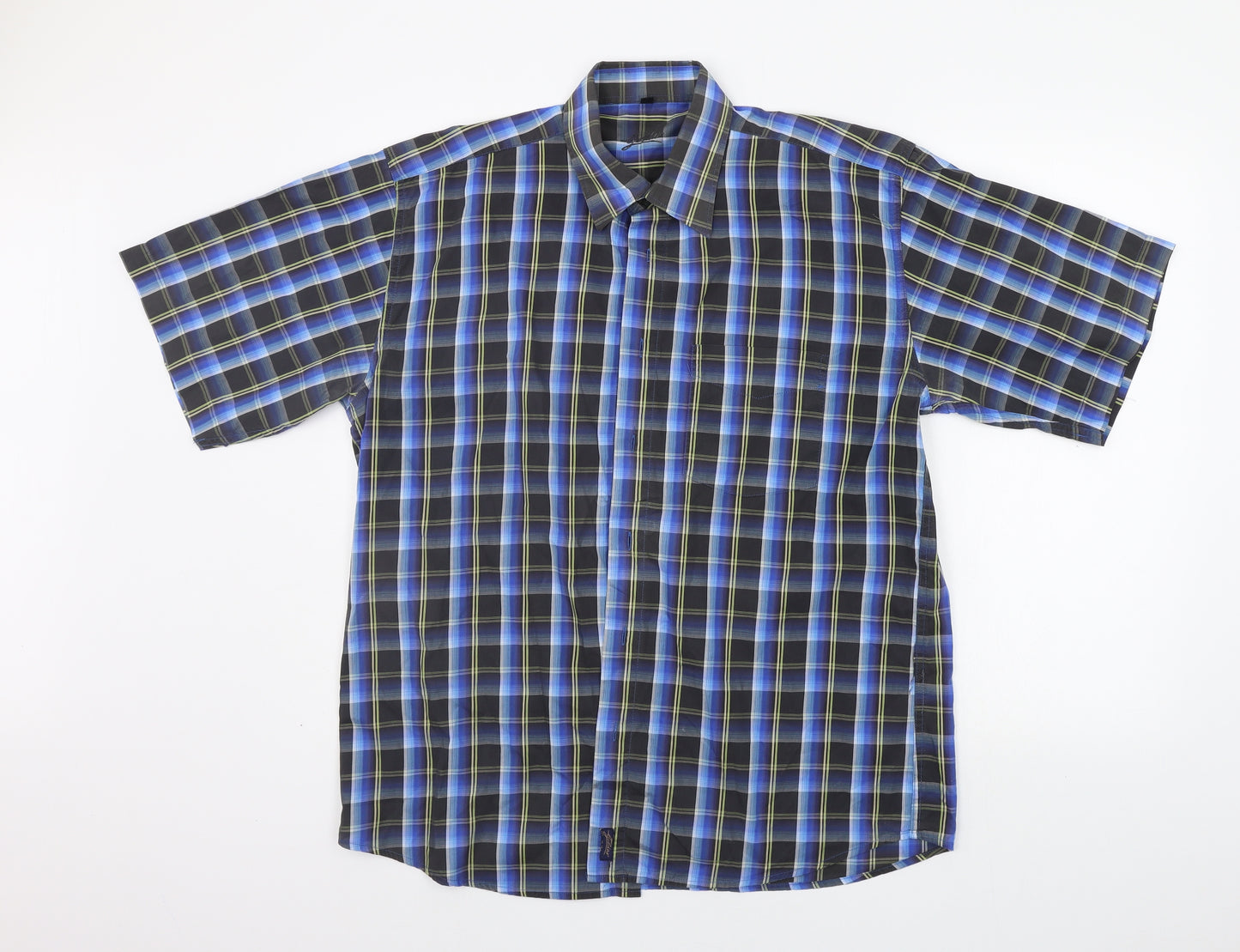 geldar Mens Blue Check   Button-Up Size L