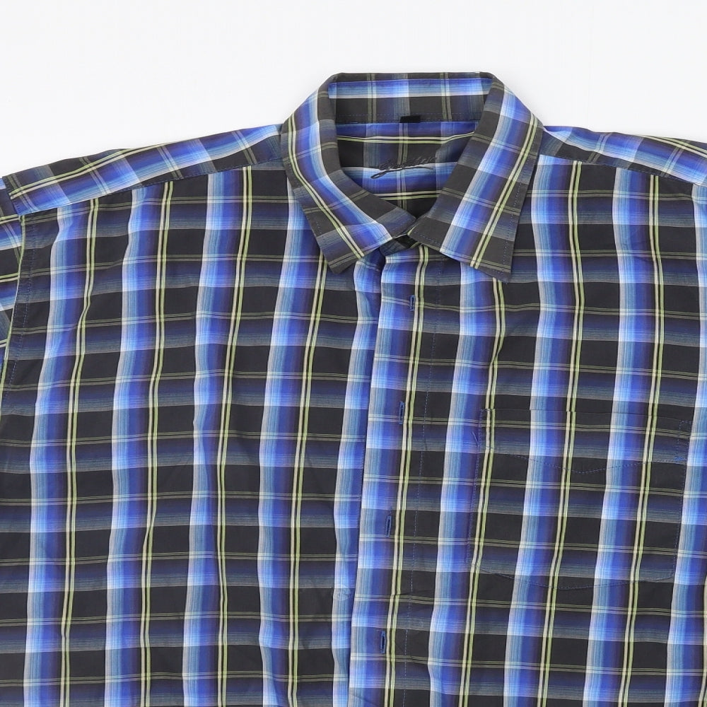 geldar Mens Blue Check   Button-Up Size L