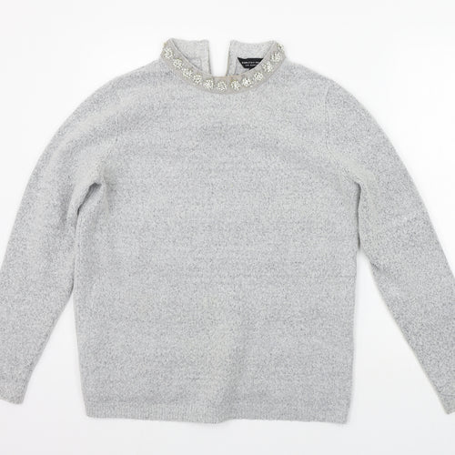Dorothy Perkins Womens Grey   Pullover Jumper Size 14  - details on chest