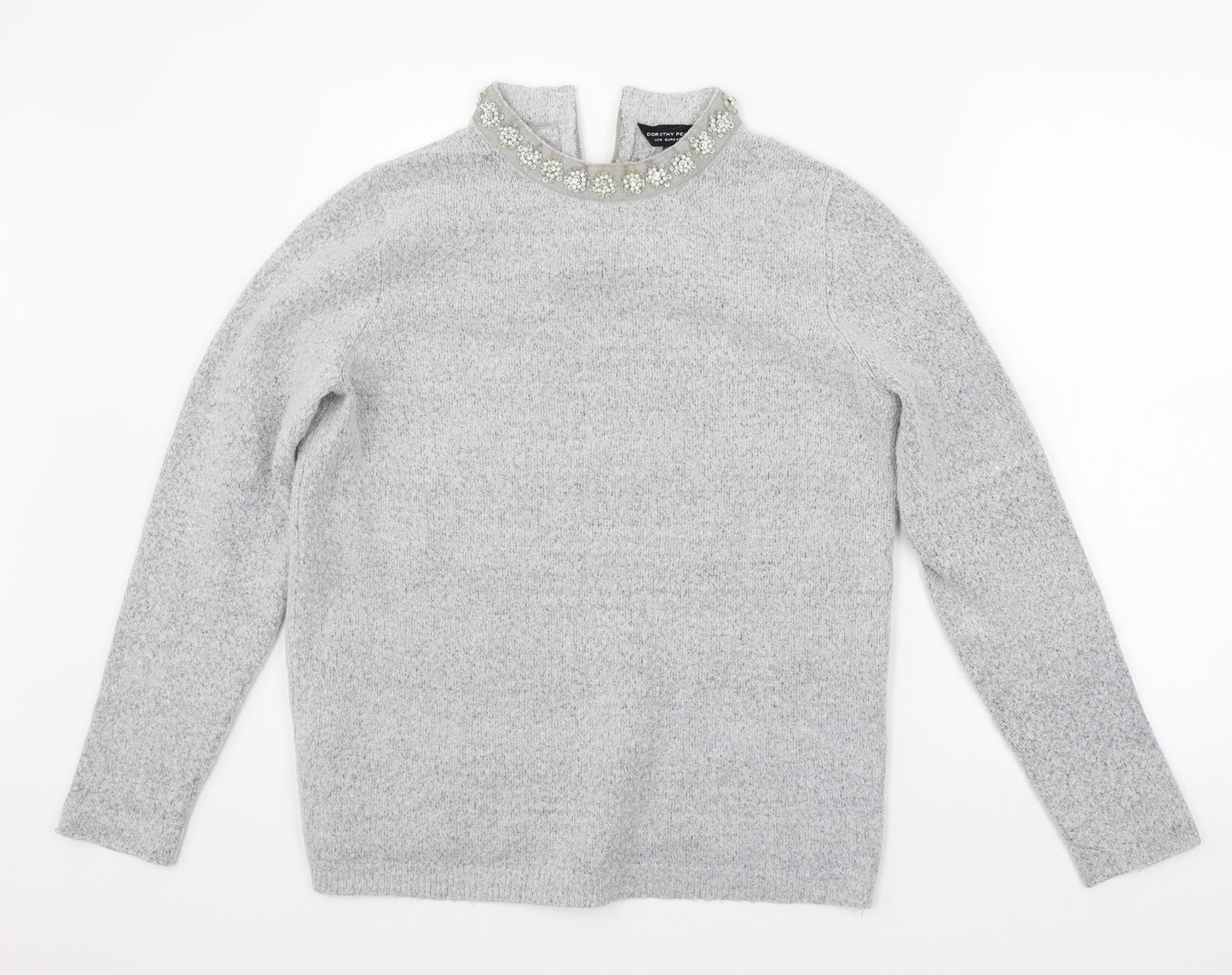 Dorothy Perkins Womens Grey   Pullover Jumper Size 14  - details on chest