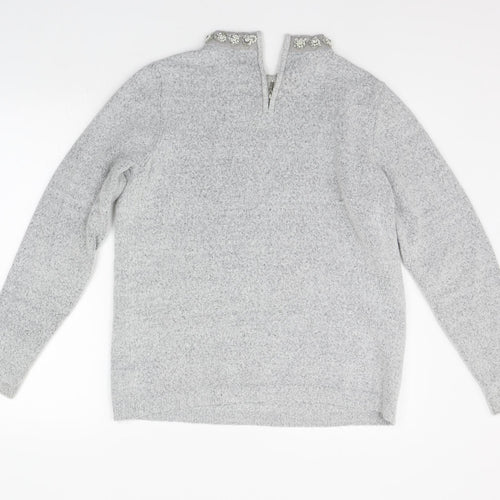 Dorothy Perkins Womens Grey   Pullover Jumper Size 14  - details on chest