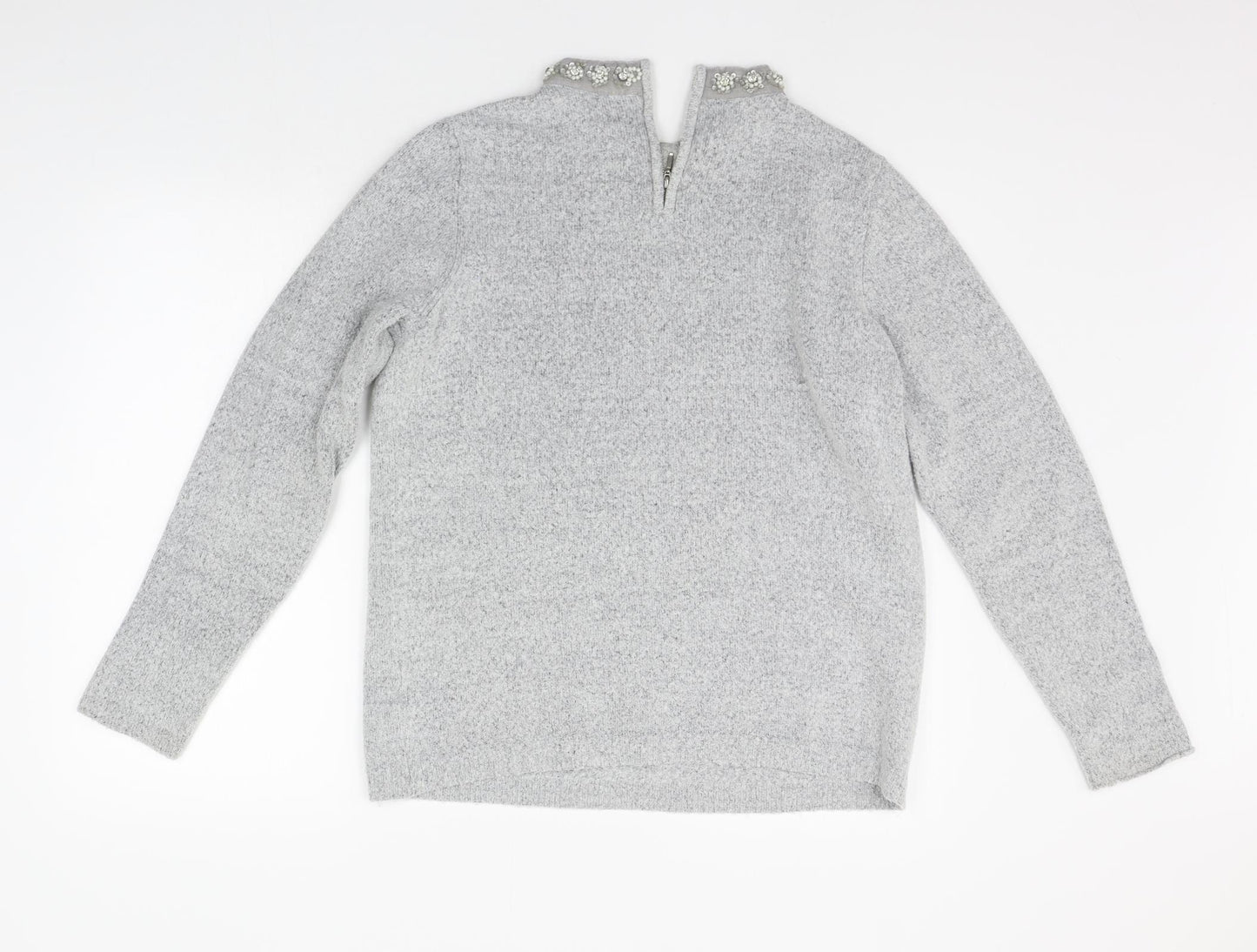 Dorothy Perkins Womens Grey   Pullover Jumper Size 14  - details on chest