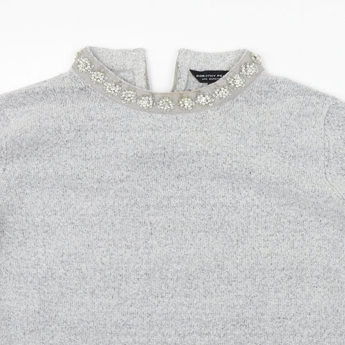 Dorothy Perkins Womens Grey   Pullover Jumper Size 14  - details on chest
