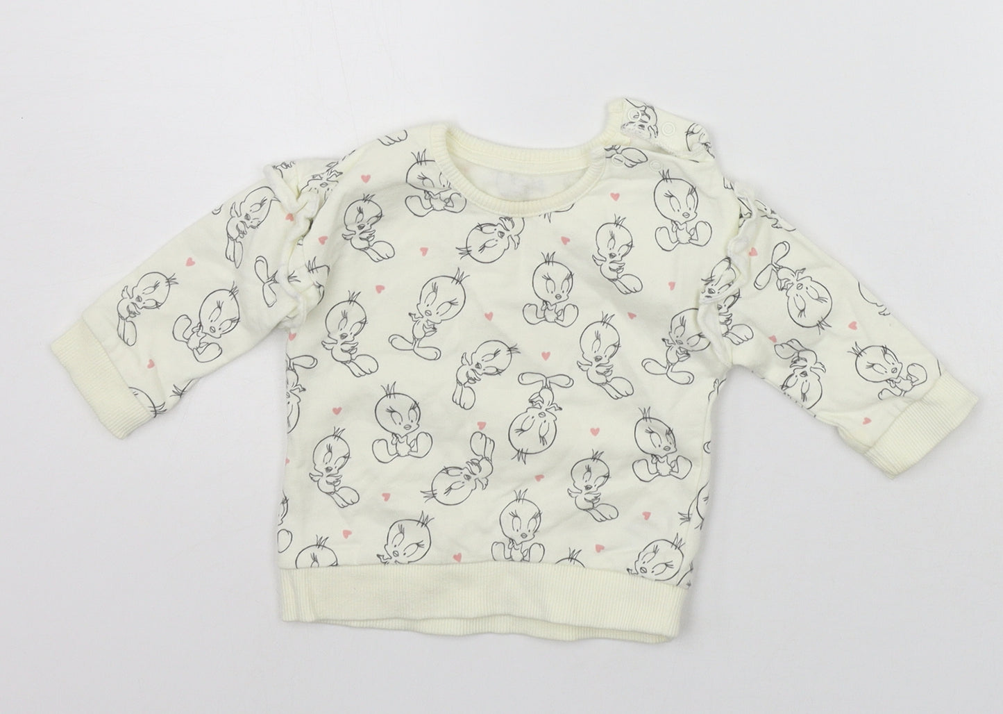 George Girls White Geometric  Pullover Jumper Size 3-6 Months