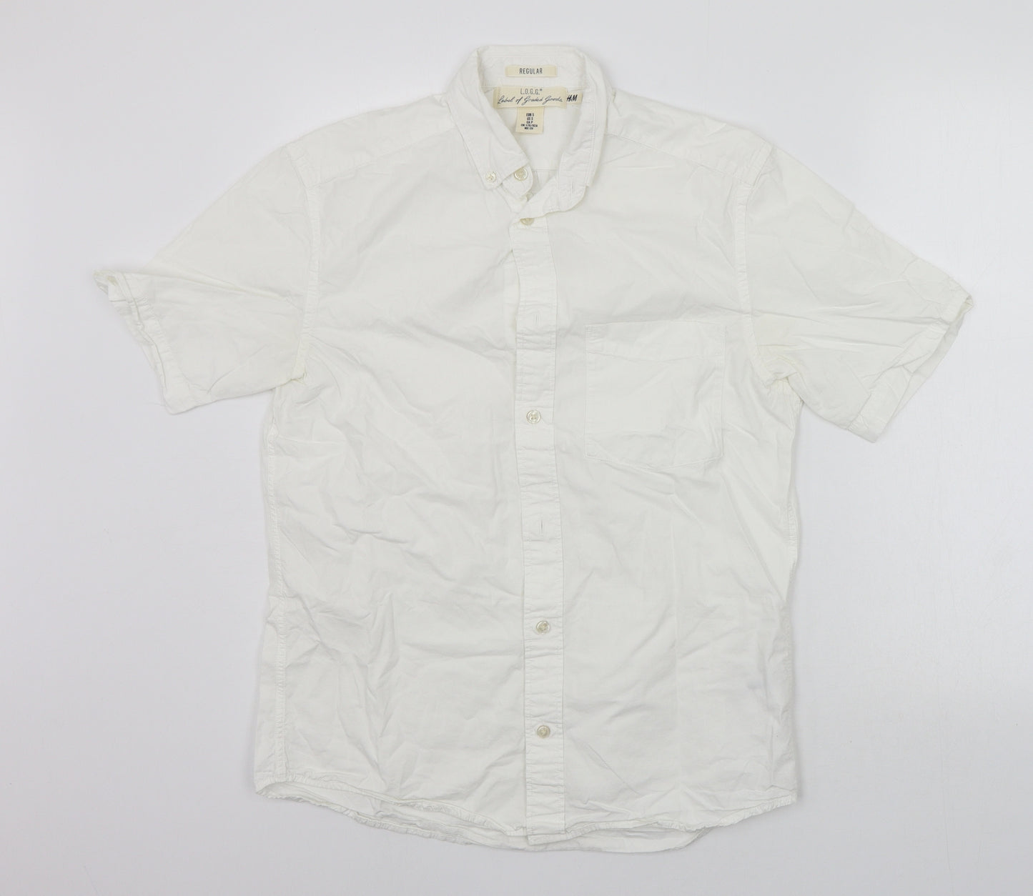 H&M Mens White    Button-Up Size S