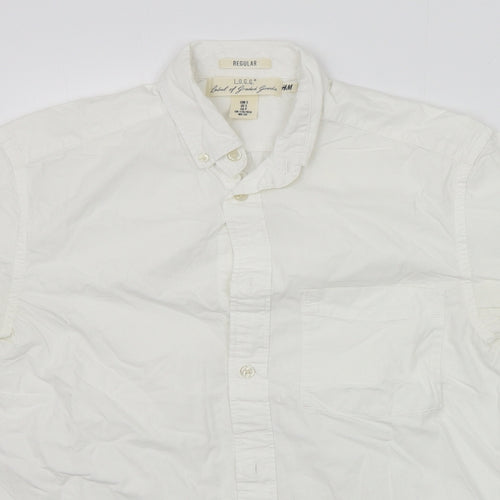 H&M Mens White    Button-Up Size S
