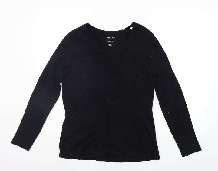 Sonoma Womens Black Basic T-Shirt Size M