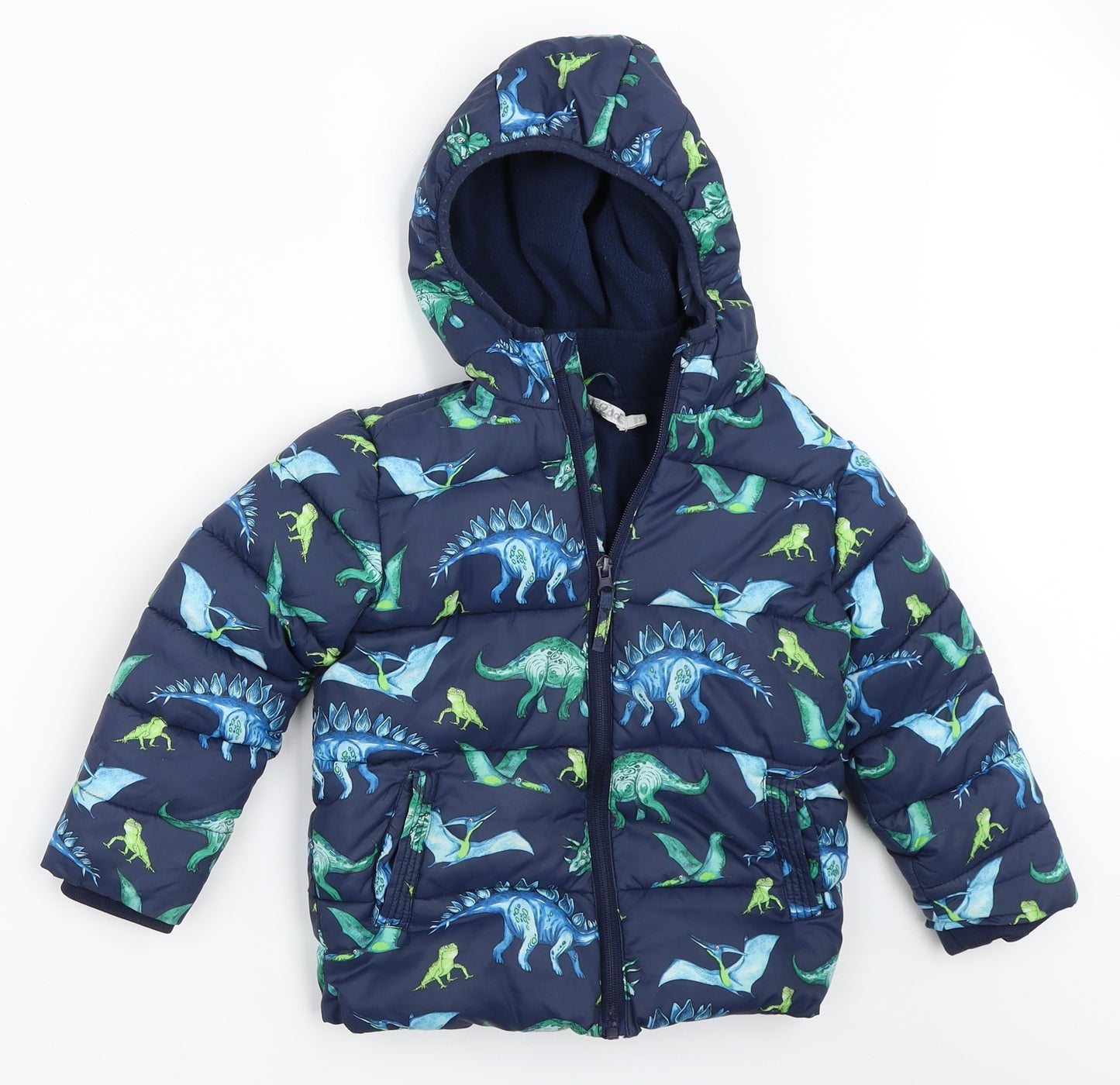 Blue Zoo Boys Blue   Puffer Jacket Coat Size 4-5 Years  - dinosaur