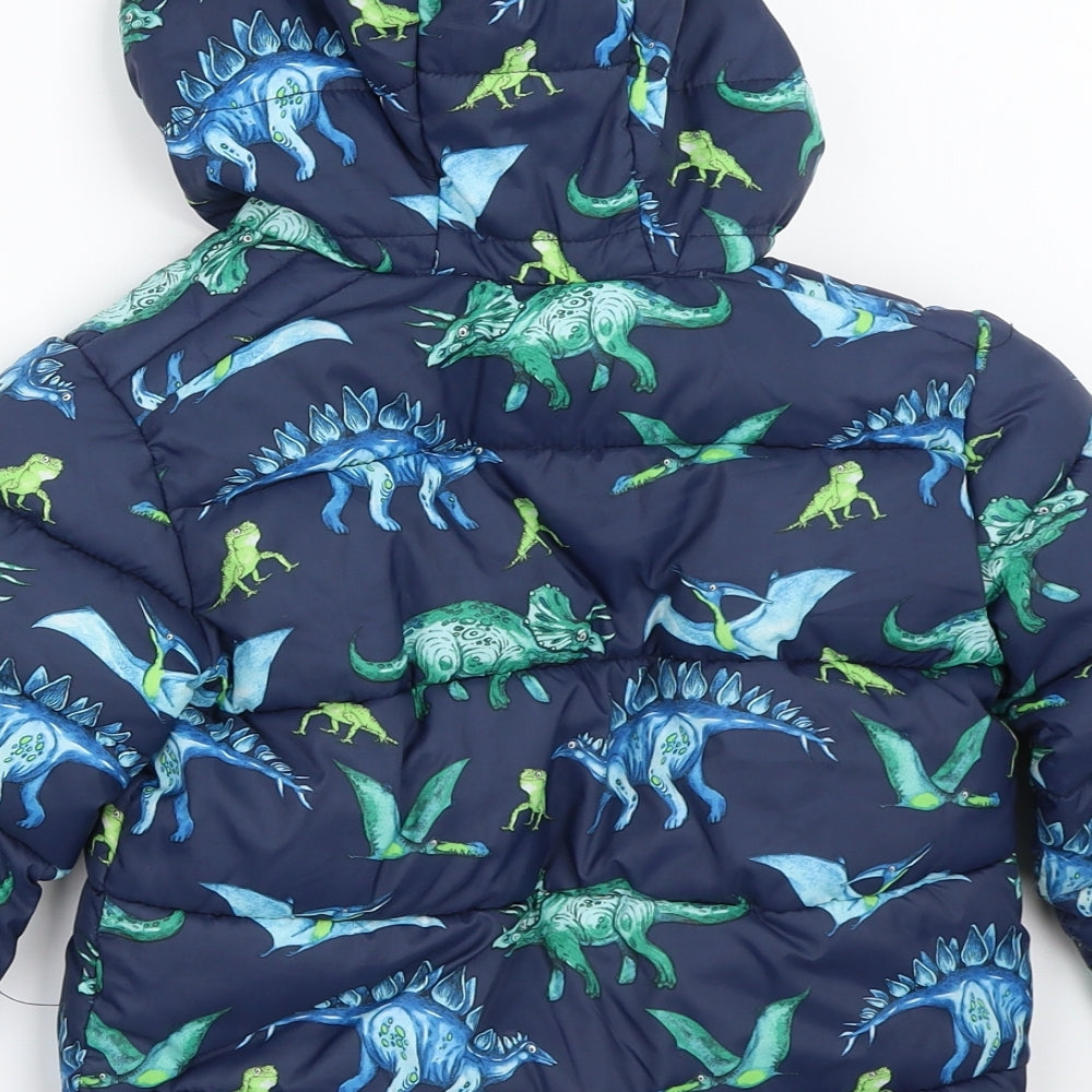 Blue Zoo Boys Blue   Puffer Jacket Coat Size 4-5 Years  - dinosaur
