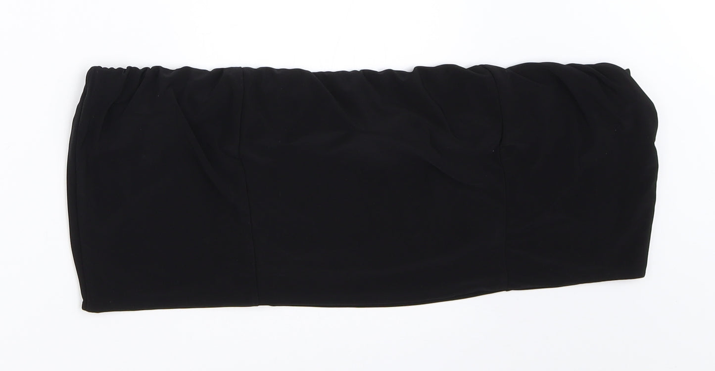 PRETTYLITTLETHING Womens Black   Cropped Blouse Size 24  - Boob Tube