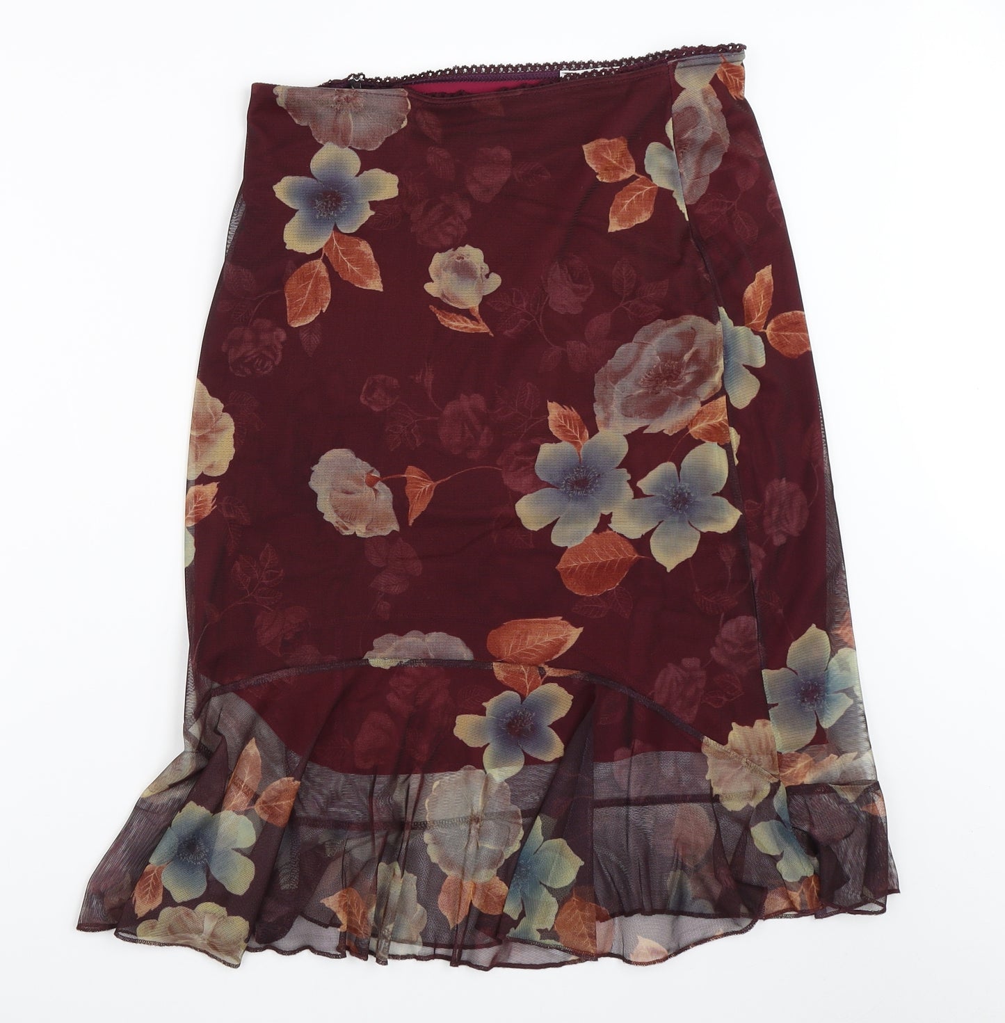 Topshop Womens Purple Floral  Straight & Pencil Skirt Size 12