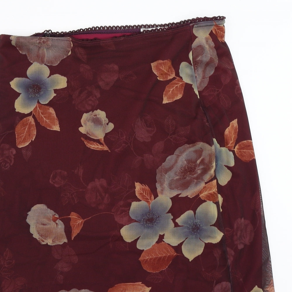 Topshop Womens Purple Floral  Straight & Pencil Skirt Size 12