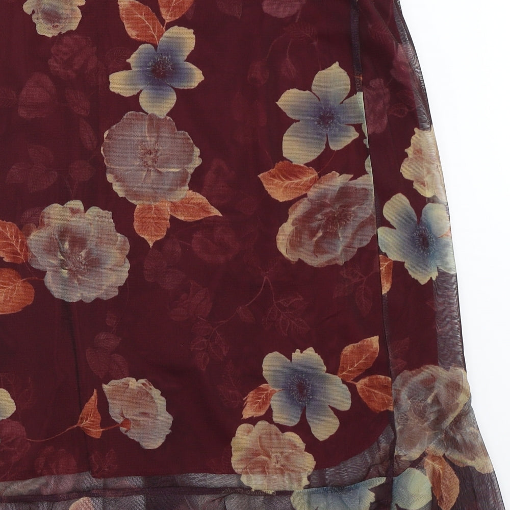Topshop Womens Purple Floral  Straight & Pencil Skirt Size 12