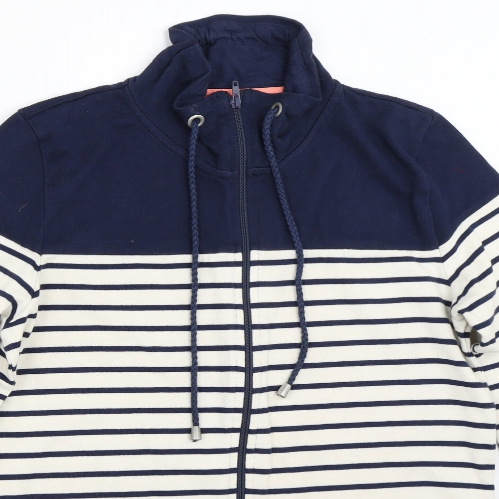TU Womens Blue Striped  Full Zip Sweatshirt Size 12