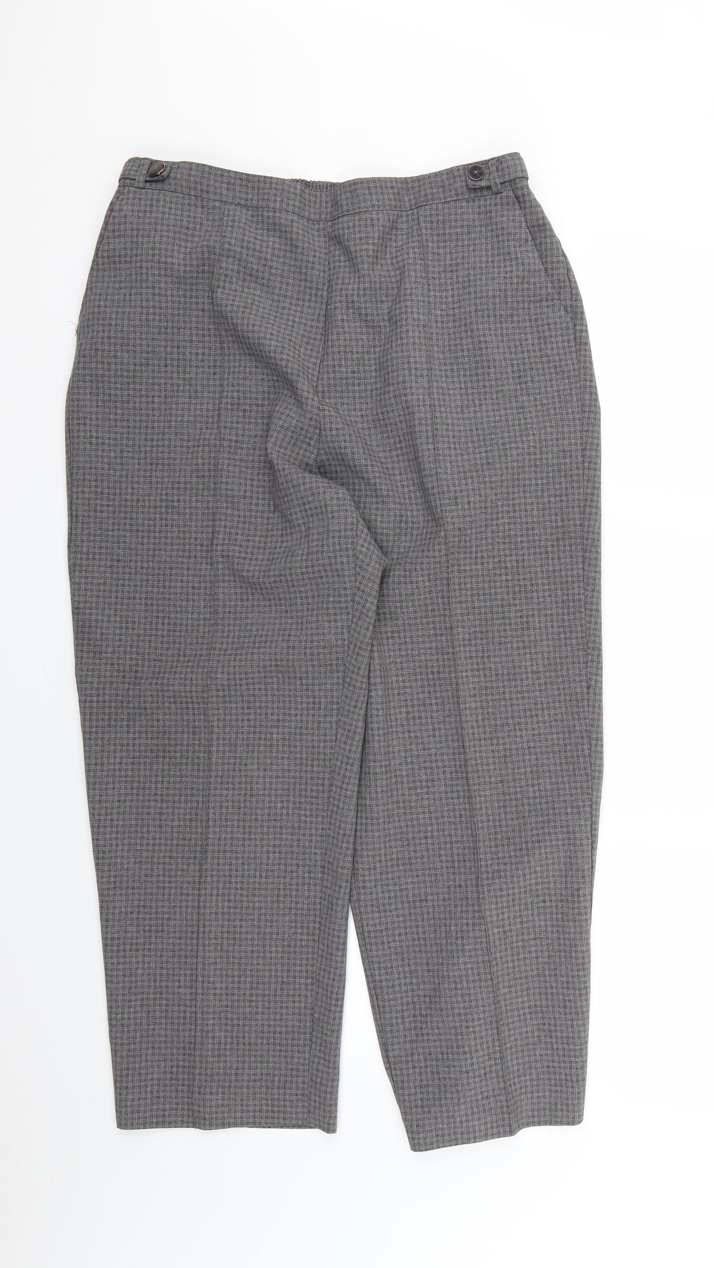 BM Womens Grey Check  Cropped Trousers Size 16 L24 in