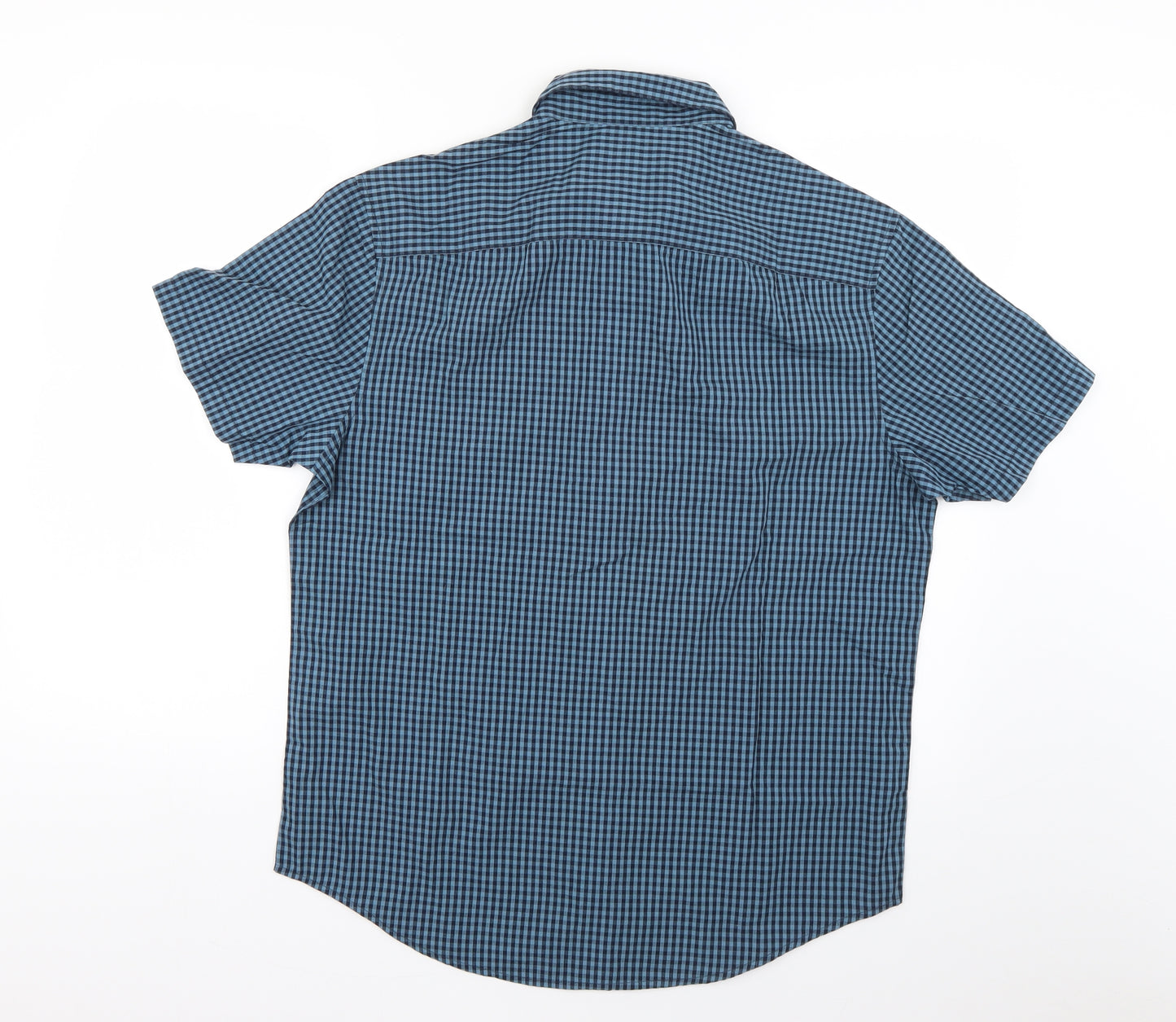 Penguin Mens Blue Check   Dress Shirt Size M
