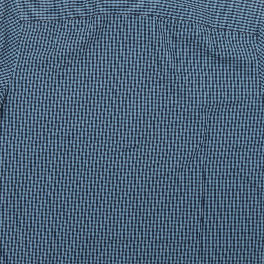 Penguin Mens Blue Check   Dress Shirt Size M
