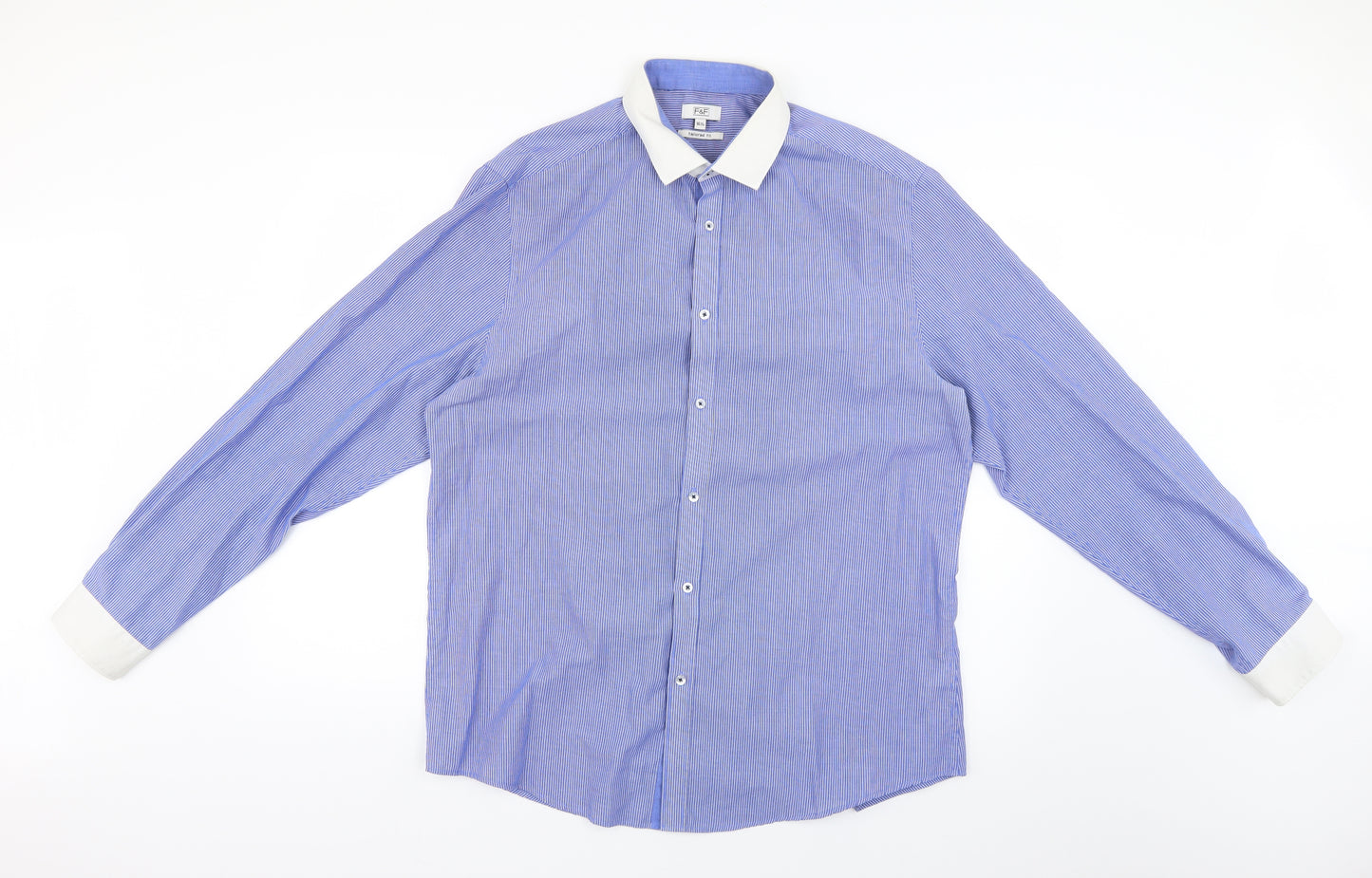 F&F Mens Blue Striped   Dress Shirt Size 16.5