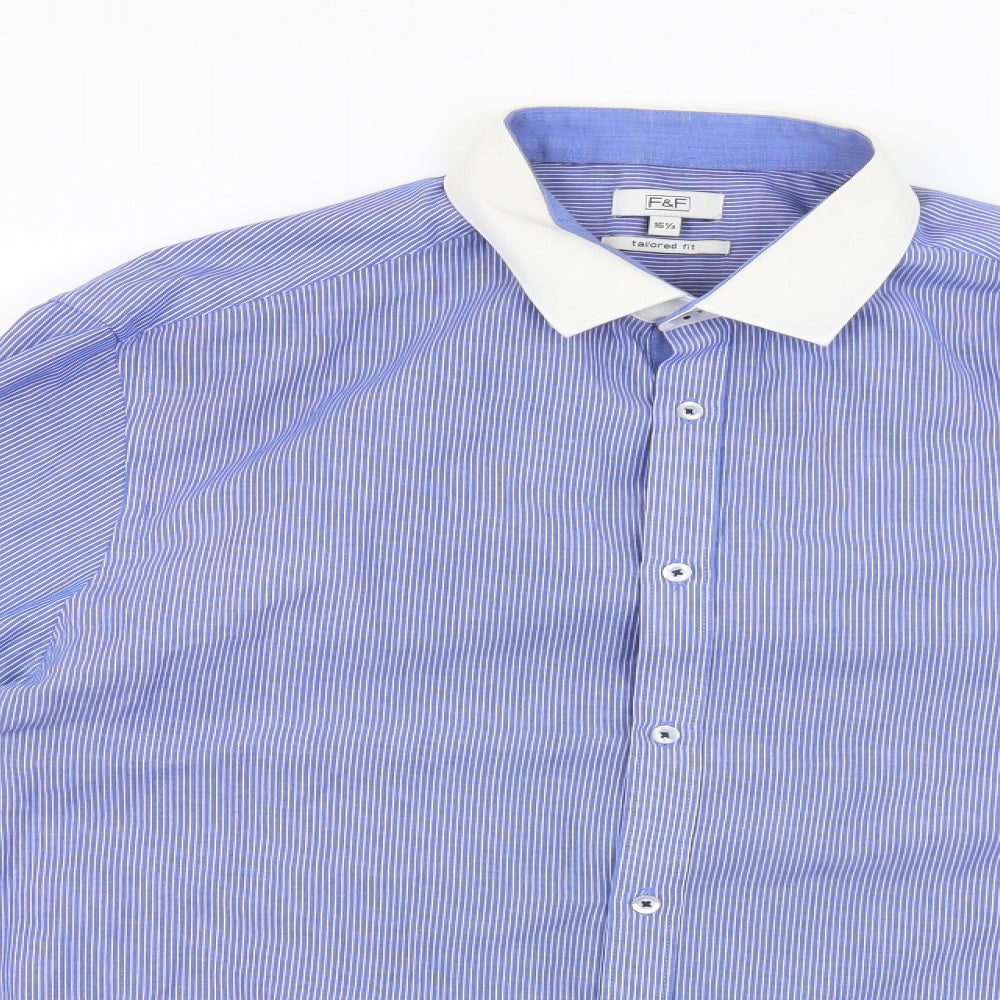 F&F Mens Blue Striped   Dress Shirt Size 16.5