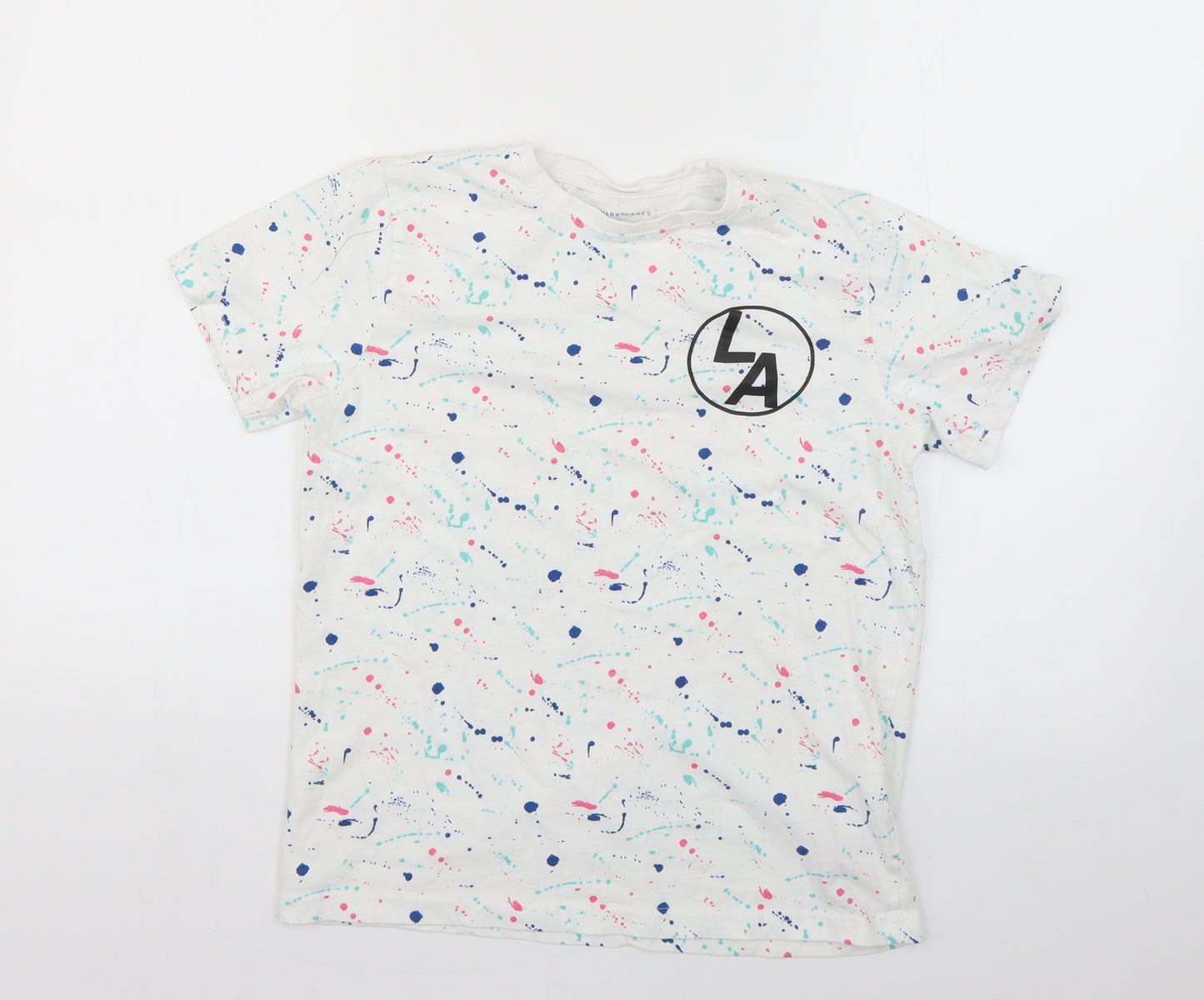 Primark Boys White Geometric  Basic T-Shirt Size 11-12 Years