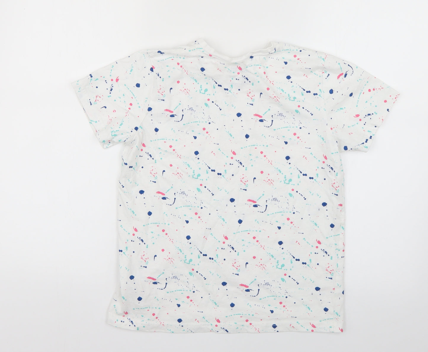 Primark Boys White Geometric  Basic T-Shirt Size 11-12 Years