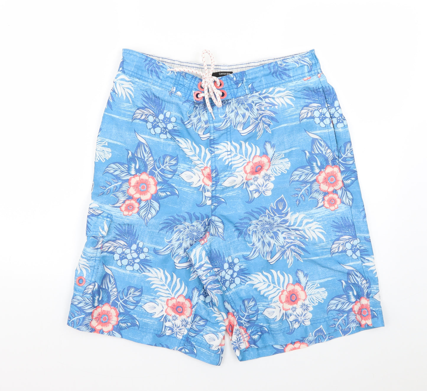 George Mens Blue Geometric  Chino Shorts Size M
