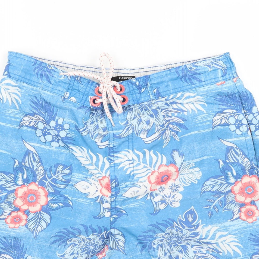 George Mens Blue Geometric  Chino Shorts Size M