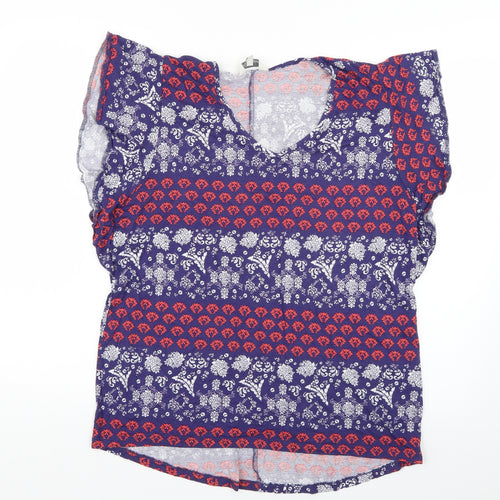 Peacocks Womens Blue Geometric  Basic Button-Up Size 14