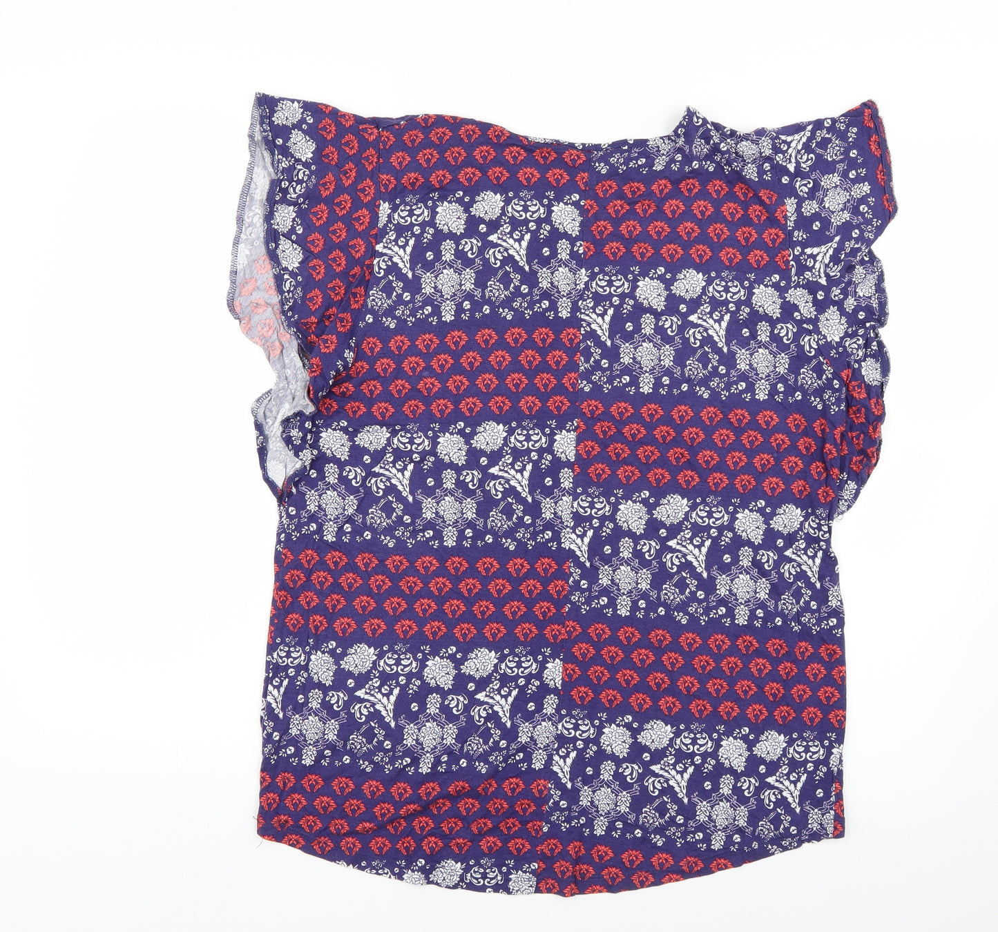 Peacocks Womens Blue Geometric  Basic Button-Up Size 14