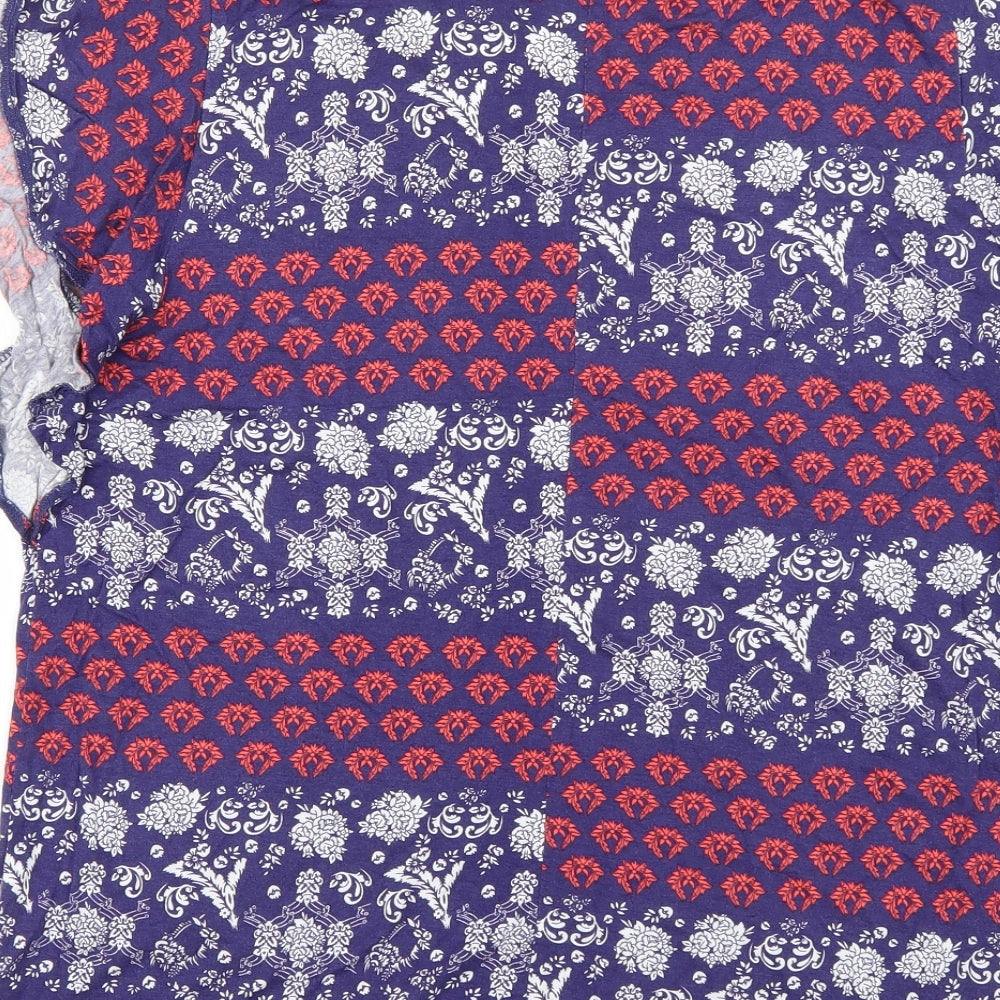 Peacocks Womens Blue Geometric  Basic Button-Up Size 14
