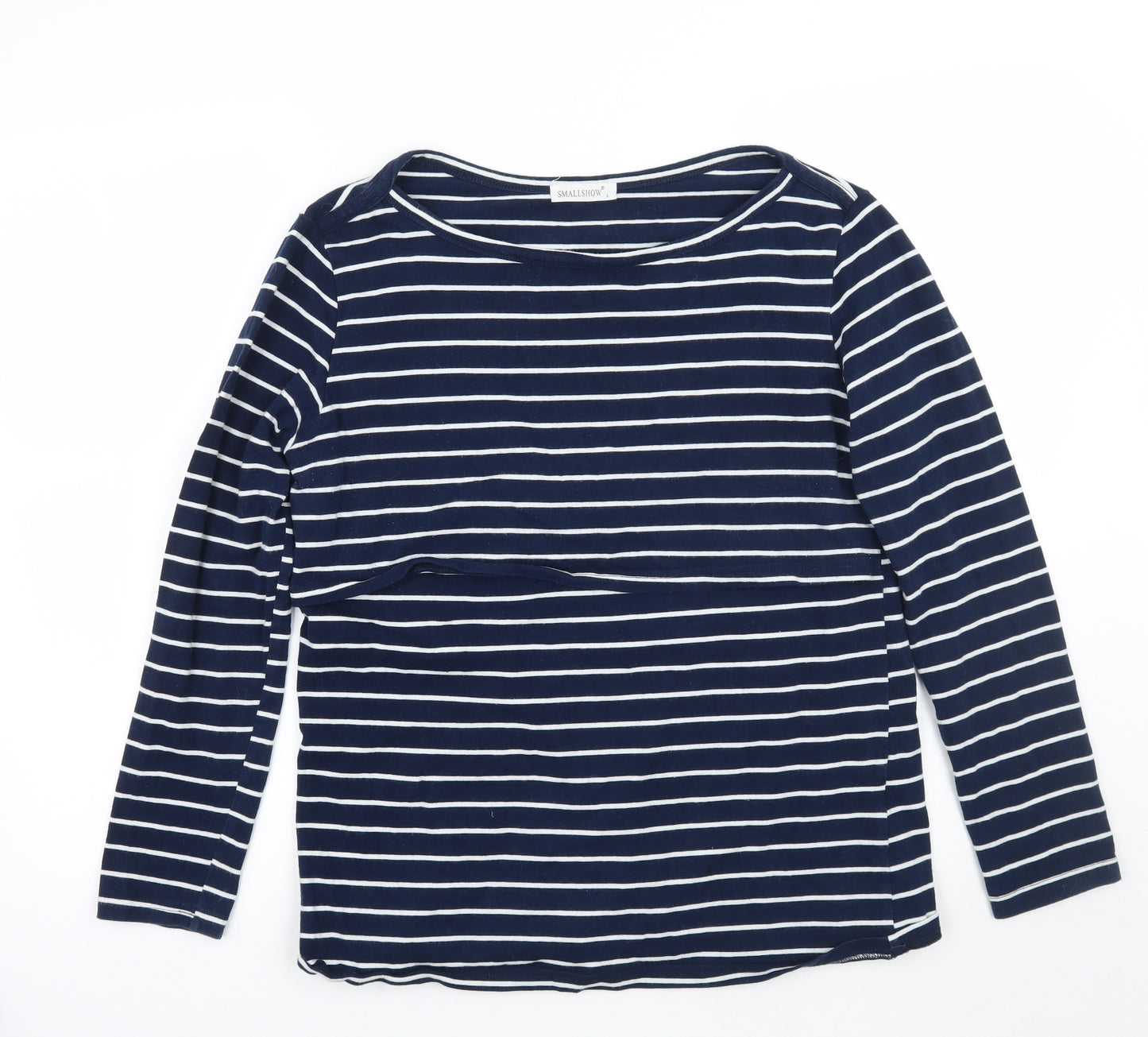Smallshow Womens Blue Striped  Basic T-Shirt Size L